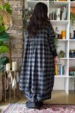 Nora Brushed Cotton Gingham Frock Coat Black